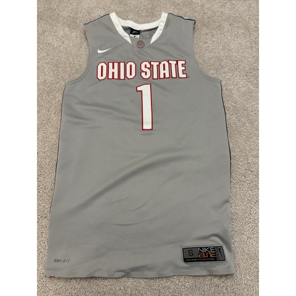 VTG Nike Dri Fit Ohio State Buckeyes Basketball Jersey Gray O-H Size Small